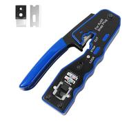 DOETYD RJ45 Crimp Tool with Pass Through Design, Versatile rj45 Crimp Tool and ethernet Crimping Tool, Compatible with Cat5 Cat6 Cat7 Cables and rj45 Pass Through connectors (Blue)