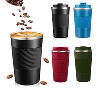 DOETYD Travel Mug with Leakproof Lid 380ML Stainless Insulated Coffee Thermal Cup Reusable Insulated Mug for Hot Cold Coffee Drinks Water (380ML Black)