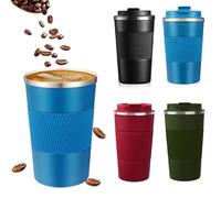 DOETYD Travel Mug with Leakproof Lid 380ML Stainless Insulated Coffee Thermal Cup Reusable Insulated Mug for Hot Cold Coffee Drinks Water (380ML Blue)