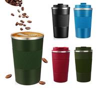 DOETYD Travel Mug with Leakproof Lid 510ML Stainless Insulated Coffee Thermal Cup Reusable Insulated Mug for Hot Cold Coffee Drinks Water (510ML Green)