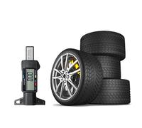 DOETYD Tyre Tread Depth Gauge Digital UK 0-25.4mm/1Inch Portable Tire Tread Depth Checker Measuring Tool with Large Clear LCD Display for Cars, Vans, Trucks Measuring Wheel, Black