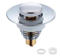 DOETYD Universal Push Type Sink Plugs with Brass Bounce Core,Stainless Steel Sink Strainer with Basket Hair Catcher,Pop Up Drain Stopper for Bathroom and Kitchen