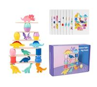 DOETYD Wooden Dinosaur Blocks Montessori Toys, Sorting, Stacking and Balance Games, Educational Toddler Toys for 1 2 3 4 Year Old Boys and Girls, Ideal Preschool Birthday Gift