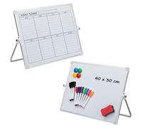 DOEWORKS A3 Desktop Whiteboard Weekly Planner Board Small Double-Sided Dry Erase Board, Magnetic Whiteboard Mini Drywipe White Board for Home School Office, 40 x 30cm