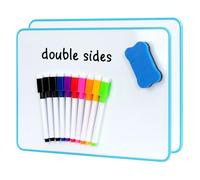 DOEWORKS Magnetic Whiteboard 30 x 21cm, Mini Double Sided White Board, Portable Blank Whiteboard for Home School Office, Blue 2 Packs