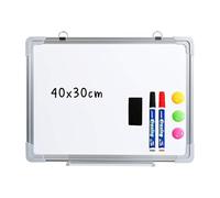 DOEWORKS Magnetic Whiteboard 40 x 30cm, Dry Erase White Board with Aluminium Frame, Hanging A3 Board for Home Kitchen School Office