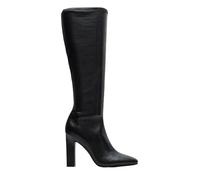 DOEYG Black Knee High Boots for Women Leather Tall Boots Dressy Casual Comfortable Fashion Pointed Toe Long Chunky Block Heel Boots with Side Zipper, Black, 3 UK