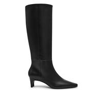 DOEYG Black Knee High Boots for Women Pointed Toe Kitten Heel Tall Boots Wide Calf Pull on Fall Fashion Long Boots, Black, 5 UK