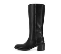 DOEYG Women's Banana Knee High Boots Square Toe Chunky Block Heel Tall Boots Wide Calf Fashion Comfortable Casual Pull on Long Boots, Mid Calf-black, 6 UK