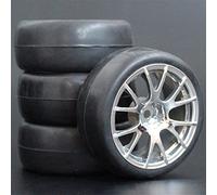 DOFABI 4Pcs 26mm Rubber RC Tyres Wheel Rims Hex 12 1:10th, for HSP, for HPI, Sprint 2 Drift RS4 On Road 4WD rc car wheels(9061-6018)