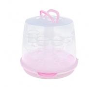 Dofanqing 3 Tier Plastic Cake Box Snap-in Carrier Cupcake Storage Box Container Pink +Lid Lockable,Concealed Dual Handles,Clear Shell,for Birthdays,Weddings,Showers, Picnics