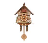 Dofanqing Wall-mounted Design Clock,Singing Wood Clock,Wall Clock Vintage Pendulum Home Living Room Wooden Decor,Hanging Hole,White Hour Markers and Bold Hands,for Hotels,Offices,Kitchens
