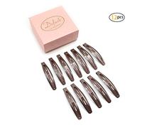 Dofash 12Pcs Snap Hair Clips Hair Grips Metal Hair Clips 6Cm/2.36" Hair Accessories With Gift Box For Girls (Brown)