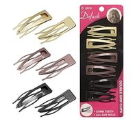 Dofash 4.5 CM Double Grip Hair Clips Hair Barrettes Metal Hair Grips Accessories Butterfly hair Clips For Women 6PCS (Black 2PCS+Brown 2PCS+Gold 2PCS)
