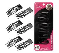 Dofash Double Grip Hair Clips Hair Barrettes Snap Hair Clips Metal Hair Grips Accessories (Black 6pcs)
