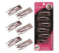 Dofash Double Grip Hair Clips Hair Barrettes Snap hair clips metal hair grips accessories (Brown 6pcs)