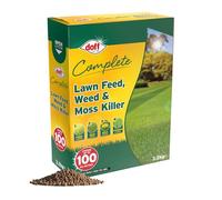 Doff Complete Lawn Feed, Weed & Moss Killer - 3.2kg Triple-Action Lawn Care Treatment for Gardens - Condition & Thicken Lawns & Control Weeds & Moss - Promotes Greener Grass Year-Round