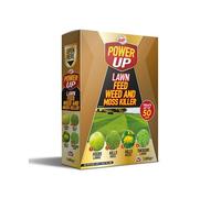 Doff Power Up Lawn Feed, Weed & Moss Killer | Triple Action Lawn Treatment | Feeds Grass, Kills Weeds & Moss | Treats Up to 50m² | Thickens Lawns | Fast Acting Lawn Care Granules - 1.6kg