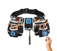 DOFF Men's Black Tool Belt - Heavy Duty Utility Belt with Removable 26 Pockets, Magnetic Tool Pouch, Tool Belt for Electricians and Carpenters, Multi-Purpose Tool Belts for Men and Women