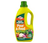 Doff Multi Purpose Pour & Feed - 1.5L Fast-Acting Ready to Use Plant Food for Healthy Growth of Flowers, Fruits & Vegetables - Plant Fertiliser to Encourage Root Development