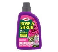 Doff Rose & Shrub Feed Concentrate - 1L Fast-Acting Liquid Rose Food for Healthy Growth & Bloom of Bushes & Flowers - Seaweed Enriched Plant Feed- Encourages Root Development - Makes 300L Feed