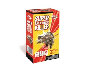 Doff Super Rat & Mouse Killer 3x 25g - Fast-Acting Rodent Bait for Home & Garden Use - Ready-to-Use Poison Blocks