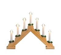 DOFFITAX 7 LED Candle Bridge Battery Operated Light with 6 Hours Timer - Red, White & Natural Decorative Lamp for Home or Christmas Display (Woody)