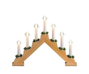 DOFFITAX 7 LED Candle Bridge Battery Operated Light with 6 Hours Timer - Red, White & Natural Decorative Lamp for Home or Christmas Display (Woody)