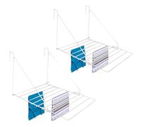 DOFFITAX Over Door Clothes Airer 7m White Folding Indoor Laundry Drying Rack Towel Rail Caravan Utility Bathroom Balcony Space Saving Rust Resistant White Metal Washing Line (Pack of 2)