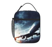 DOFFO Airplane Printed Lunch Box For Women Men Lunch Bag Reusable Portable Insulated Lunchbox,Leakproof Cooler Tote Lunch Boxes