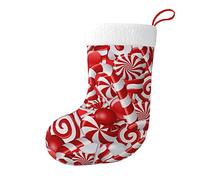 DOFFO Candy Canes Printed Christmas Stocking,17.7 Inch Large Christmas Stockings Personalized Hanging Stocking Decorations for Holiday Party Family Xmas Stockings