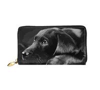 DOFFO Various Type Of Fishing Baits Print Leather Wallet For Women Coin Purse Slim Zip Phone Change Purse Clutch Card Holder Case Wallet, Black Labrador Puppy, One Size