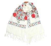 DOFOTAWN Women’s Embroidered Oversize Tassel Pashmina Shawl Scarf Gift for Women, White, Length：70.8 Inch Width：27.6 Inch