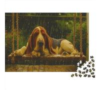 Dog 1000 Pieces for Adults 1000 Piece Puzzle Basset Hound Educational Games Home Decoration Multi Colour Impossible Puzzle Brain Teaser Puzzle 1000pcs (75x50cm)