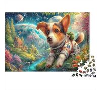 Dog 1000Piece JigsawPuzzlesDog Astronaut Planet ForAdult Colourful LargePiecePuzzles Age12+byth Challenging The Impossible Difficult Game Brainteasing Adults Jigsaw Puzzle 70x50cm/1000pcs