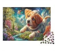 Dog 1000Piece JigsawPuzzlesDog Astronaut Space KidsforAdult Challenging Brainteasing Age12+byth Challenging The Impossible Difficult Game Uncover The Puzzle 38x26cm/1000pcs