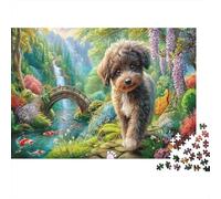 Dog 1000Piece JigsawPuzzlesPoodle Waterfall Bridge KidsforAdult Challenging Brainteasing Age12+byth Challenging The Impossible Difficult Game Uncover The Puzzle 70x50cm/1000pcs