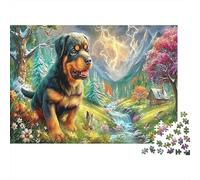 Dog 1000Piece JigsawPuzzlesRottweiler Mountain Stream ForAdult Challenging Brainteasing Age12+byth EducationalGames Uncover The Puzzle 52x38cm/1000pcs