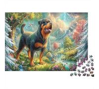 Dog 1000Piece JigsawPuzzlesRottweiler Snowy Mountain ForAdult Colourful Brainteasing Age12+byth EducationalGame Uncover The Puzzle 70x50cm/1000pcs