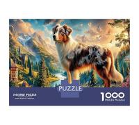 Dog 1000Piecess JigsawPuzzlesAustralian Shepherd KidsforAdult Challenging LargePiecePuzzles Age12+byth ThemeFlowersandBirds Fun, Challenging 70x50cm/1000pcs