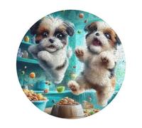 Dog 120 Piece Round Jigsaw Puzzle Science Fiction Animal Shape Durable Challenging Puzzle Decorative Home Accent Stress Relief for Adults Challenging 120 PCS