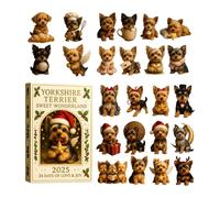 Dog 2025 - 24 Days Yorkshire Terrier Christmas Countdown | 2D Acrylic Terrier for Tree, Car, Wall and Home Decoration | Fun Holiday Gift for Dog Lovers and Families