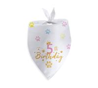 Dog 5th Birthday Bandana Fifth Birthday Boy Girl Happy Birthday Party Photo Prop Pet Scarf Accessories for Dog Lovers Christmas Puppy Girl Gifts