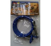 Dog 6ft Garden Tie Out Cable Pet Lead Strong Wire (Blue)