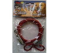 Dog 6ft Garden Tie Out Cable Pet Lead Strong Wire (Red)