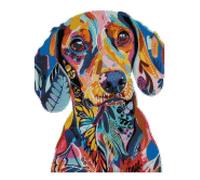 Dog (8 Cross Stitch Dog Kit, Colorful Dachshund Pattern,14count, 120x140stitch,21x25cm Easy DIY Embroidery Project for Adults and Kids