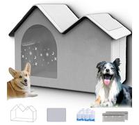 Dog Ac House, 2025 New Air Conditioned Dog House, Dogs Hous with Ac Unit, Foldable Pooch Cooling Houses with 10 Ice Packs, for Doggy (Gray-M)