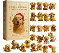 Dog Advent Calendar 2025 - 24-Day Christmas Countdown with Cute Pug & Golden Retriever Ornaments, Reusable Puppy Ornaments for the Christmas Tree, Gift for Families, Pet Parents & Dog Lovers (D)