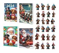 Dog Advent Calendar 2025 24 Days Advent Dog Pendant Christmas Calendar 2D Acrylic Cute Dogs Ornaments Christmas Tree Decorations Countdown Calendars for Dogs Lovers and Families
