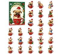 Dog Advent Calendar 2025, 24Pcs 2D Cartoon Dog Breed Acrylic Christmas Tree Hanging Ornaments, Cute Puppy-Themed Ornament Countdown Calendar, Reusable Holiday Decor Christmas Gifts